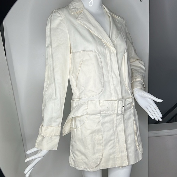 Nina Ricci Sz US 6 FR 38 Cream Cotton Button Belted Short Trench Jacket - Picture 6 of 14